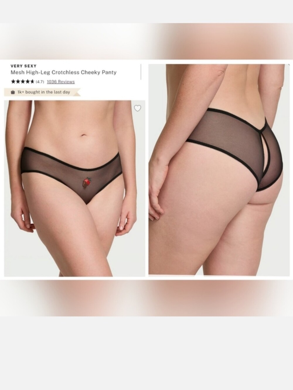 Victoria's Secret Very Sexy Mesh High-Leg Crotchless Cheeky Panty XXL